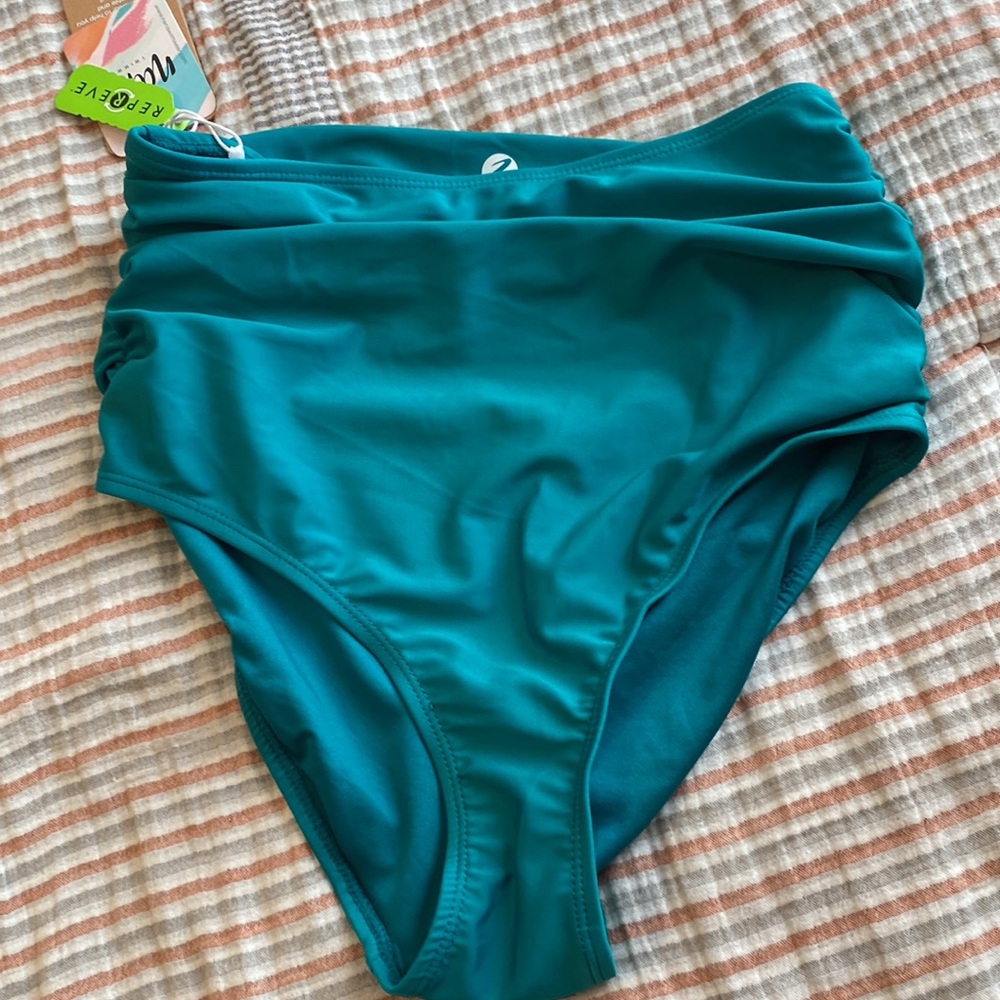 Nani XS Green Ruched Swim Bottoms - Picture 2 of 6